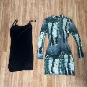 mesh graphic dress with slip